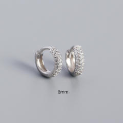 S925 three line cubic zircon huggie earrings