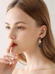 Classic color clover rhinestone dangle earrings