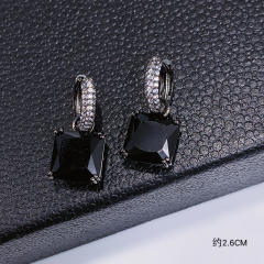 Elegant square cubic zircon huggie earrings