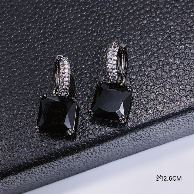 Elegant square cubic zircon huggie earrings