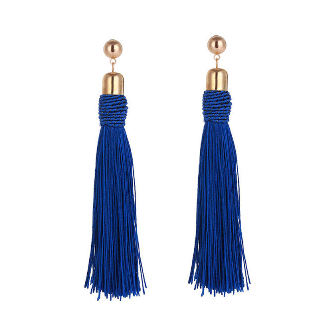 Boho color tassel long earrings