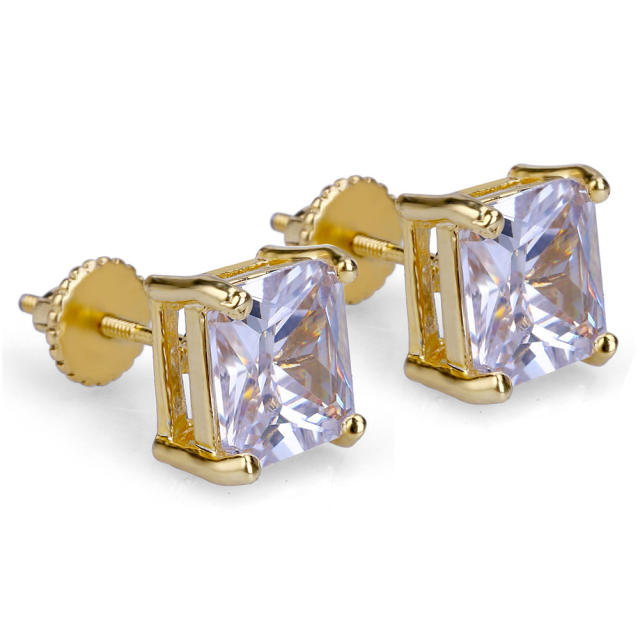 Fashion hip hop zircon ear studs