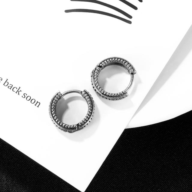 C shape vintage titanium steel earrings