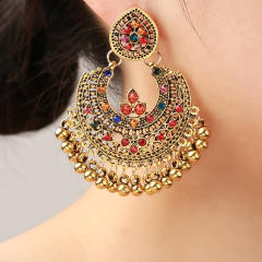 National trend color rhinestone jhumka earrings for women