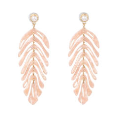 Concise acrylic leaf design earrings