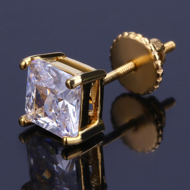 Hip hop 4mm zircon stud earrings