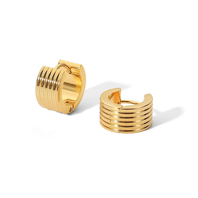 18KG stainless steel chunky huggie earrings