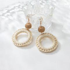 Boho straw earrings for women