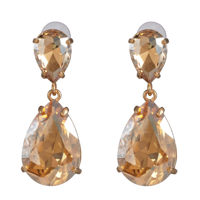 Colored glass crystal drop earrings