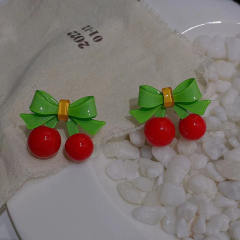 Cute cherry summer 925 needle ear studs