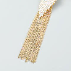 Rhinestone zebra chain tassel earrings