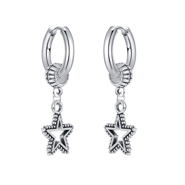 Hollow out star titanium steel earrings