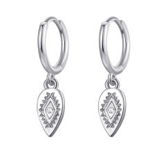 Vintage evil eye coin charm huggie earrings