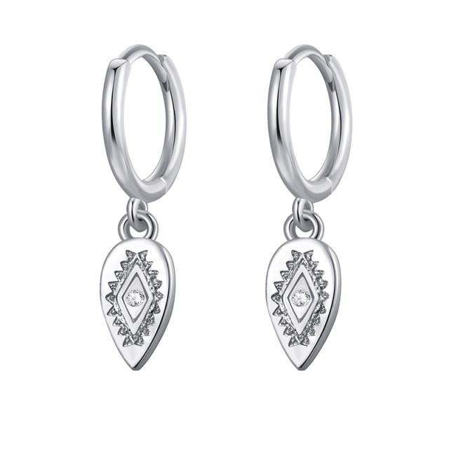 Vintage evil eye coin charm huggie earrings