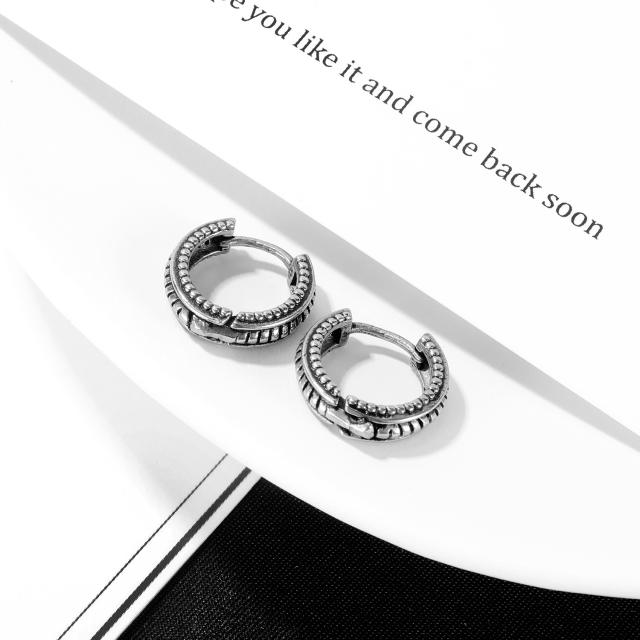 C shape vintage titanium steel earrings