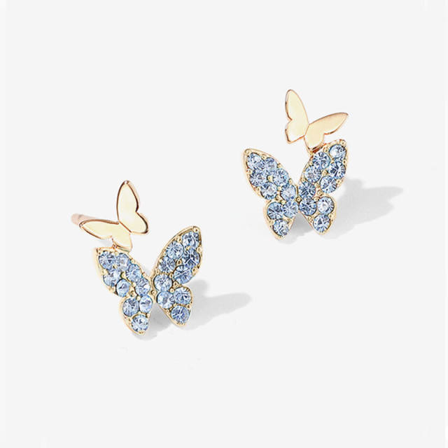 Elegant tiny butterfyl rhinestone ear studs