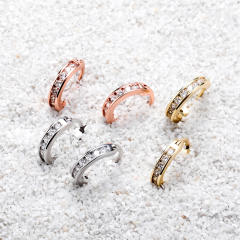 Hip hop zircon huggie earrings