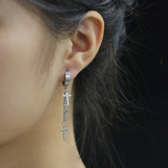 Vintage cross long style tassel earrings