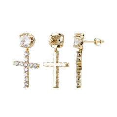 Hip hop zircon cross earrings