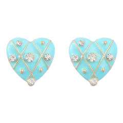 INS color enamel heart cute ear studs