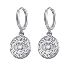 Vintage evil eye coin charm huggie earrings