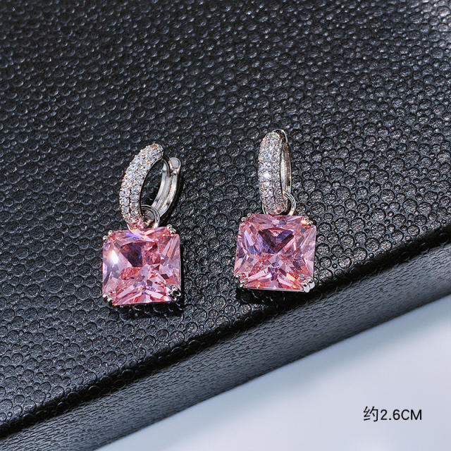 Elegant square cubic zircon huggie earrings