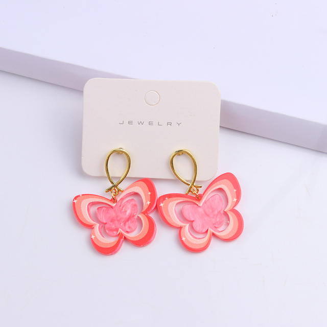 Acrylic butterfly rainbow earrings