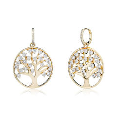 Hip hop zircon tree of life pendant earrings