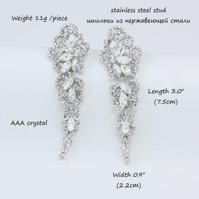 Cubic zircon statement wedding earrings