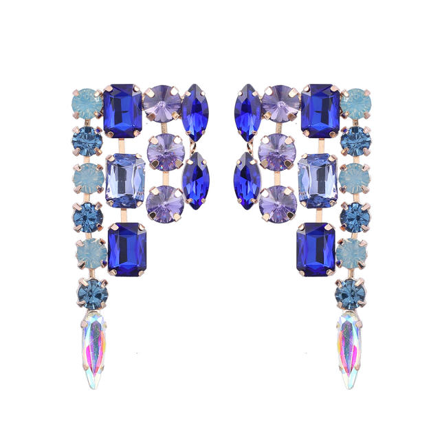 Geometric design statement rhinestone earrings