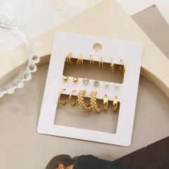 Vintage C shape pearl beads earrings set