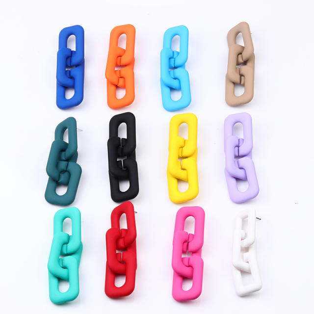 12 color classic acrylic chain earrings