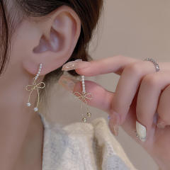 INS vintage bow dangle earrings