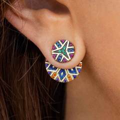 National style  asymmetric jacket earrings