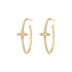 Classic diamond clover open hoop earrings