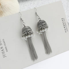 Boho chain tassel jhumka earrings for women