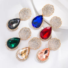 Colored drop glass crystal dangle earrings