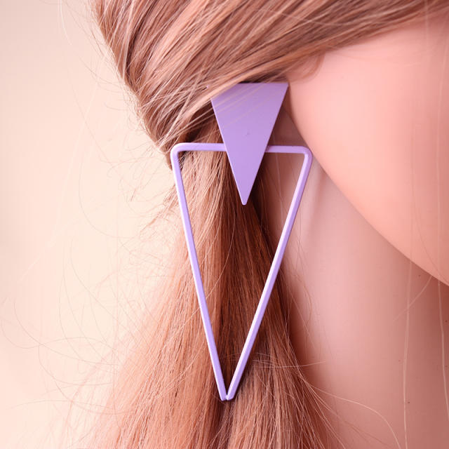 Geometric hollow triangle shape earrings