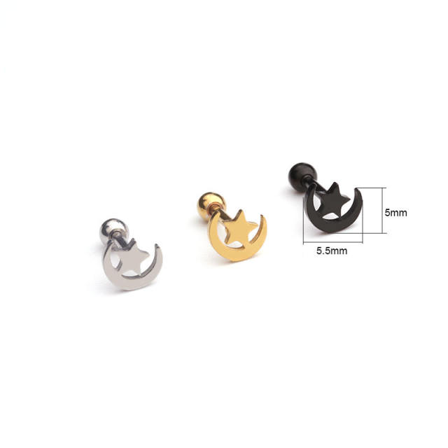 Occident fashion stainless steel crown ear studs