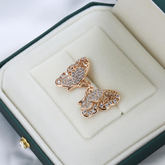Korean style diamond hollow butterfly earrings
