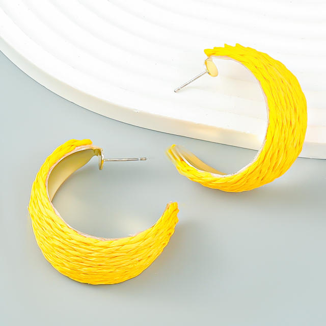 Summer new design c shape straw ear studs