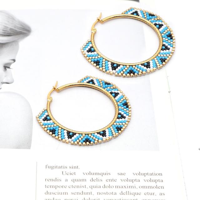 National miyuki beads hoop earrings