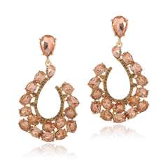 Elegant colorful glass crystal hollow drop earrings