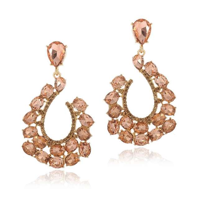 Elegant colorful glass crystal hollow drop earrings