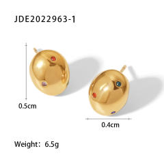 14KG stainless steel oval shape ear studs