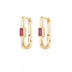 Unique U shape real gold plated color cz huggie earrings