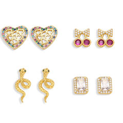 Occident fashion heart snake copper ear studs