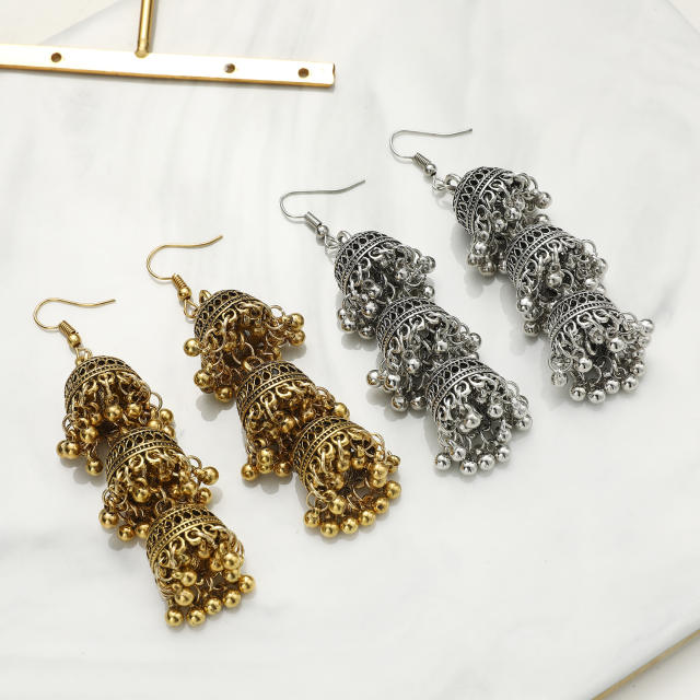 Vintage layer bell design jhumka earrings