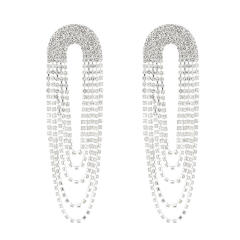 Rhinestone pave setting tassel long earrings