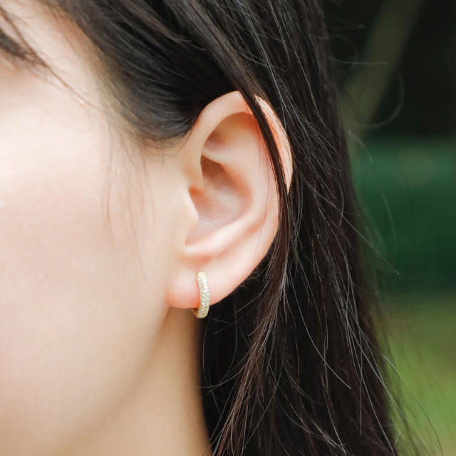 Hip hop zircon huggie earrings